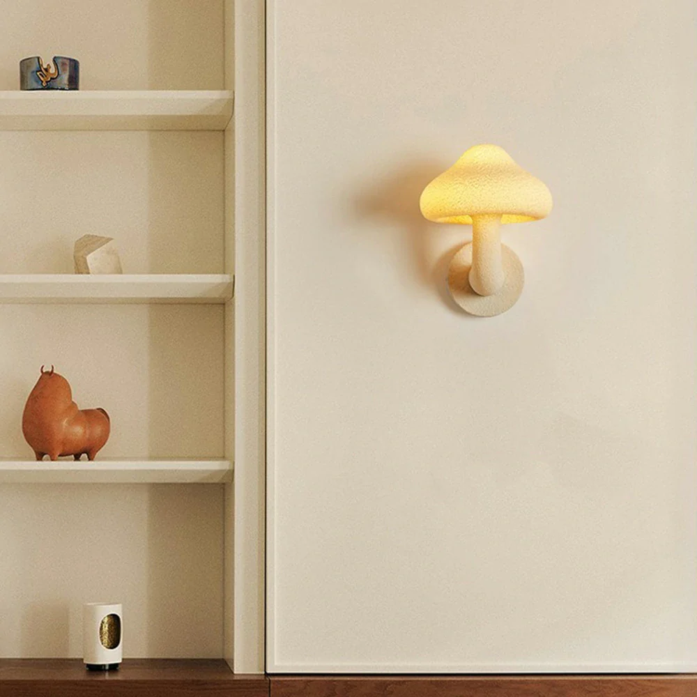 LIVARA Indoor Mushroom Wall Light, Warm LED Resin Fiberglass Lamp with Soft Glow for Bedroom Living Room Hallway - Image 2