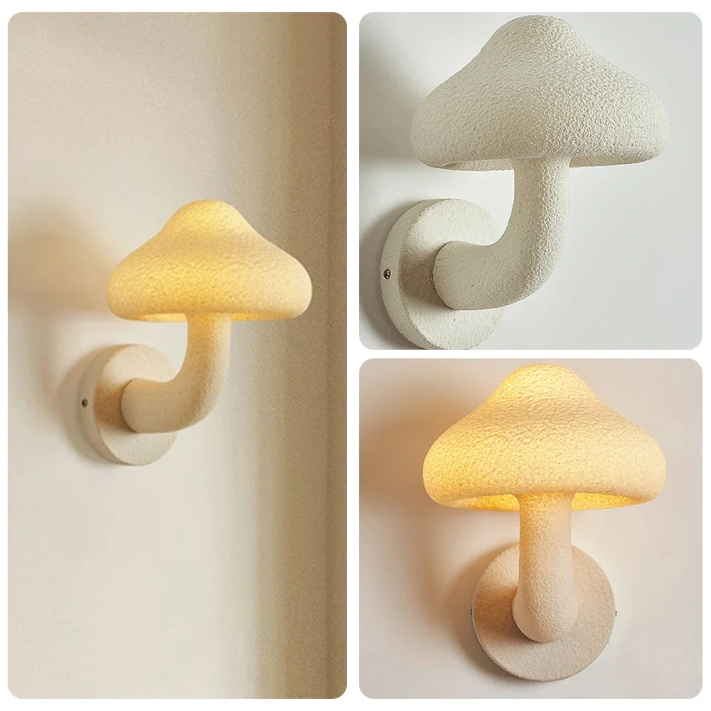 LIVARA Indoor Mushroom Wall Light, Warm LED Resin Fiberglass Lamp with Soft Glow for Bedroom Living Room Hallway - Image 3