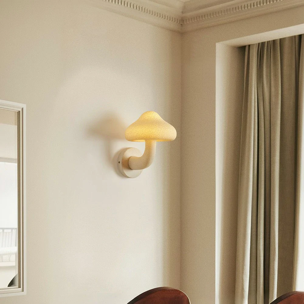 LIVARA Indoor Mushroom Wall Light, Warm LED Resin Fiberglass Lamp with Soft Glow for Bedroom Living Room Hallway - Image 4