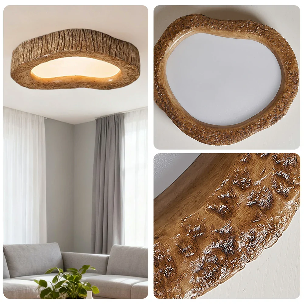 LIVARA Wood Grain Round LED Ceiling Light 35/45/54cm, Frosted Acrylic Flush Mount Lamp for Living Room Bedroom - Image 3