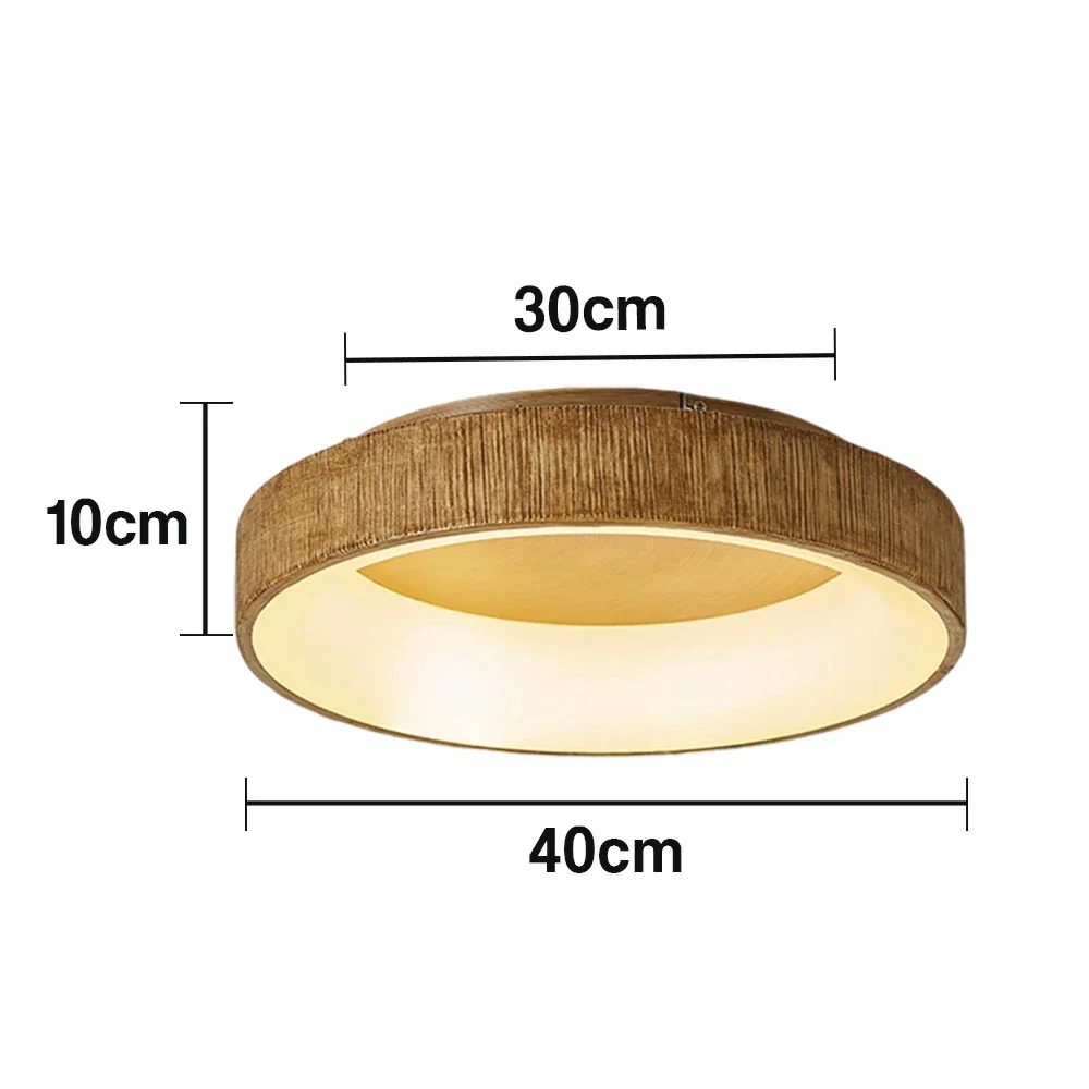 LIVARA Modern Wood Grain Round LED Ceiling Light 30/40/60cm, Acrylic Flush Mount Lamp with Warm Natural Finish for Living Room Bedroom - Image 10