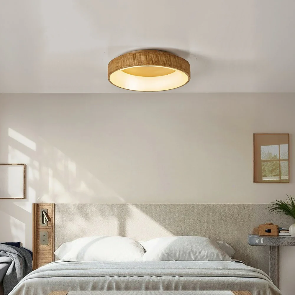 LIVARA Modern Wood Grain Round LED Ceiling Light 30/40/60cm, Acrylic Flush Mount Lamp with Warm Natural Finish for Living Room Bedroom - Image 7