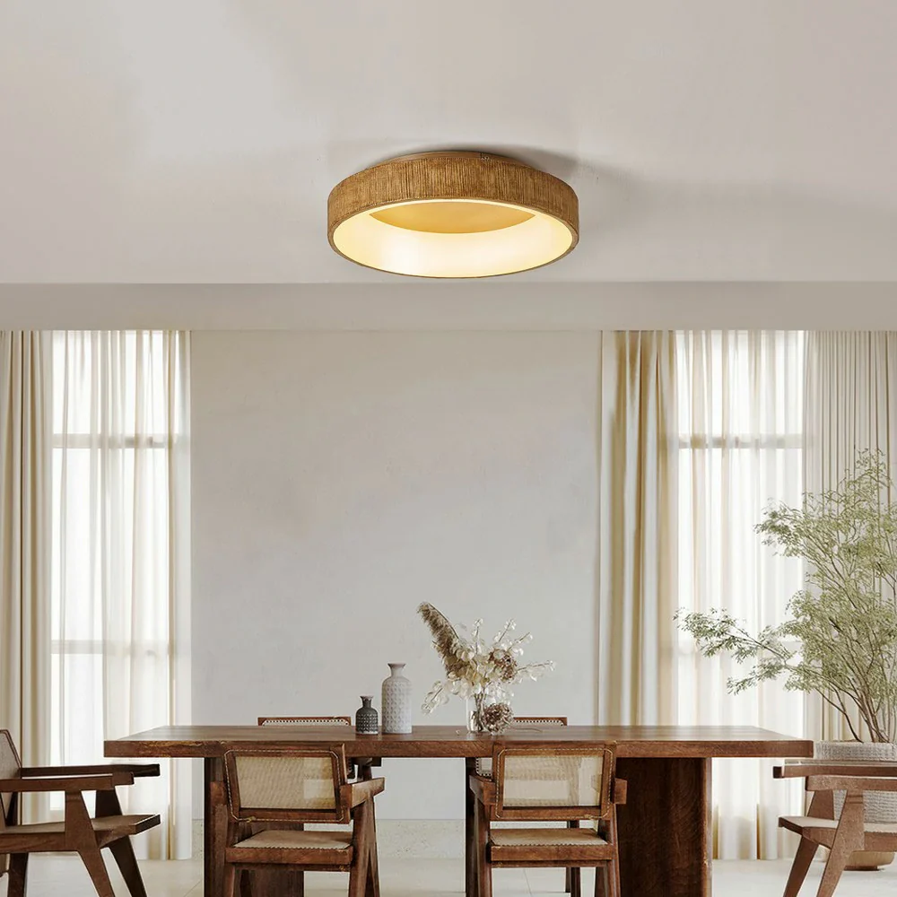 LIVARA Modern Wood Grain Round LED Ceiling Light 30/40/60cm, Acrylic Flush Mount Lamp with Warm Natural Finish for Living Room Bedroom - Image 9