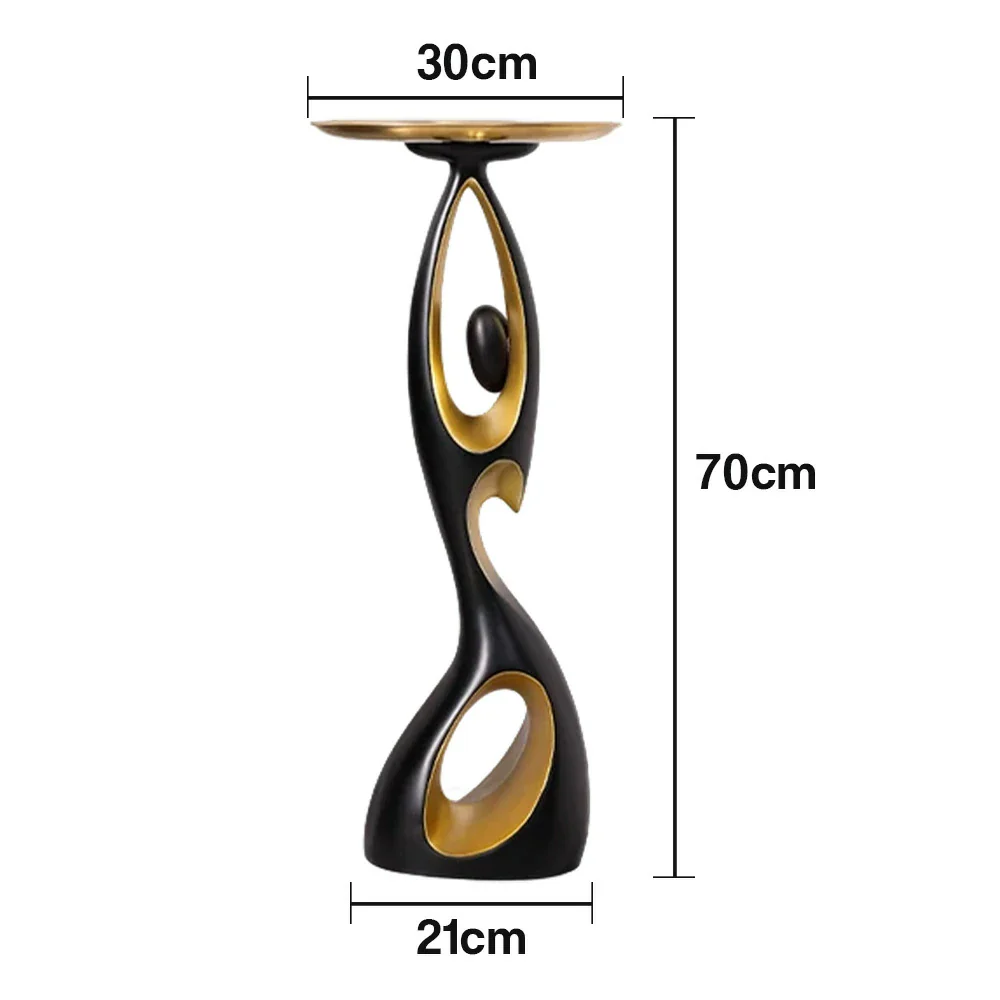 LIVARA Modern Resin Alloy Sculptural Tray Stand – Black & Gold Artistic Figurine for Living Room Decor - Black - Image 5