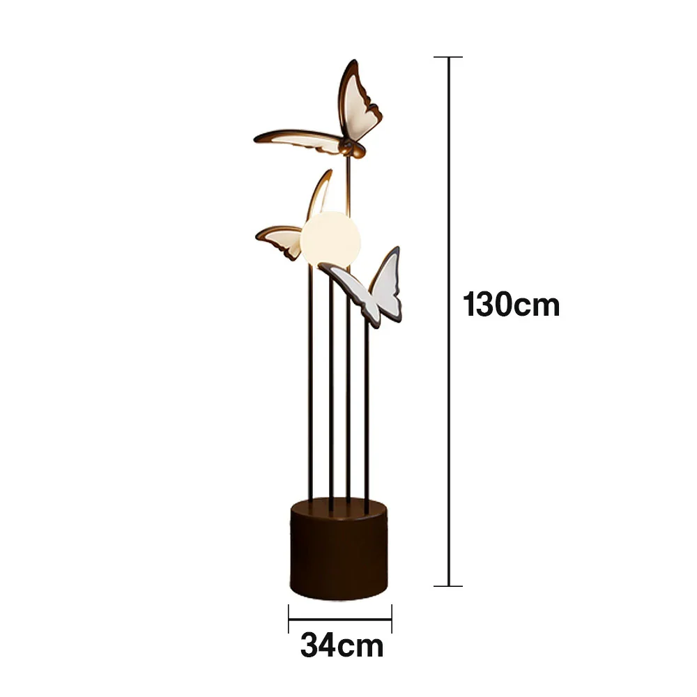 LIVARA Butterfly-Inspired Floor Lamp with Three-Colour Dimmable Lighting - Resin & Iron Frame, Modern Nordic Design - Coffee - Image 5