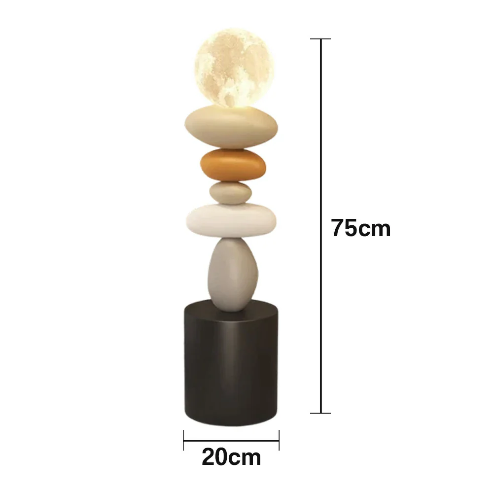 LIVARA Pebble Stacked 3D Moon Lamp - Touch Control Three-Colour Lighting, Resin & Wood Body, USB Rechargeable Design - Image 5