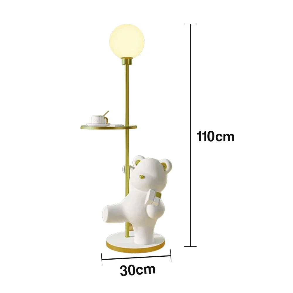 LIVARA Cube Bear Floor Lamp with Storage Tray – 360° Rotatable LED Light, Anti-Dizziness Illumination, Wide Stable Base, Modern Decorative Design - White - Image 5