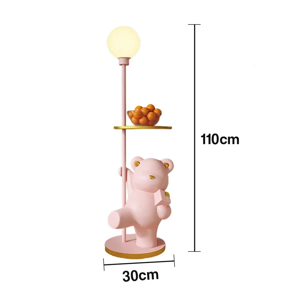 LIVARA Cube Bear Floor Lamp with Storage Tray – 360° Rotatable LED Light, Anti-Dizziness Illumination, Wide Stable Base, Modern Decorative Design - Pink - Image 5