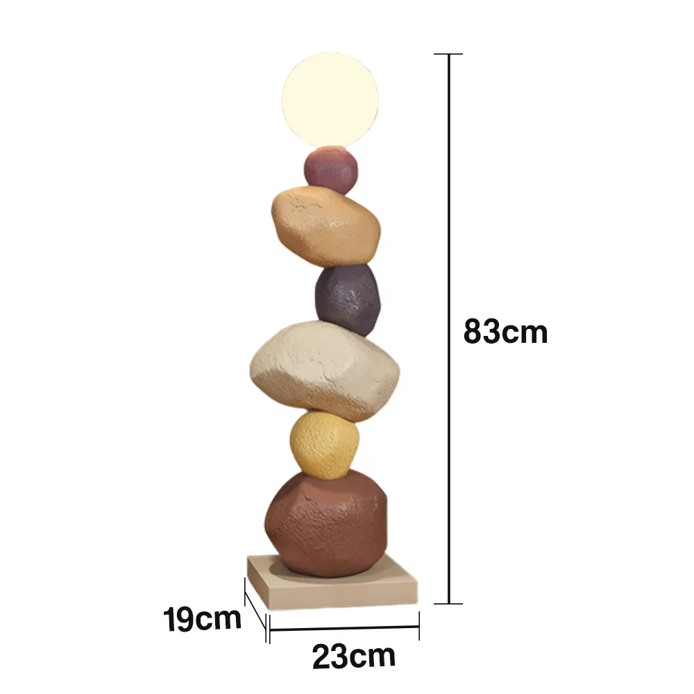 LIVARA Stone Floor Lamp - Artistic Resin & PC Lampshade Design, Three-Colour Tap Control LED Light, Minimalist Home Décor Lighting - Brown - Image 5