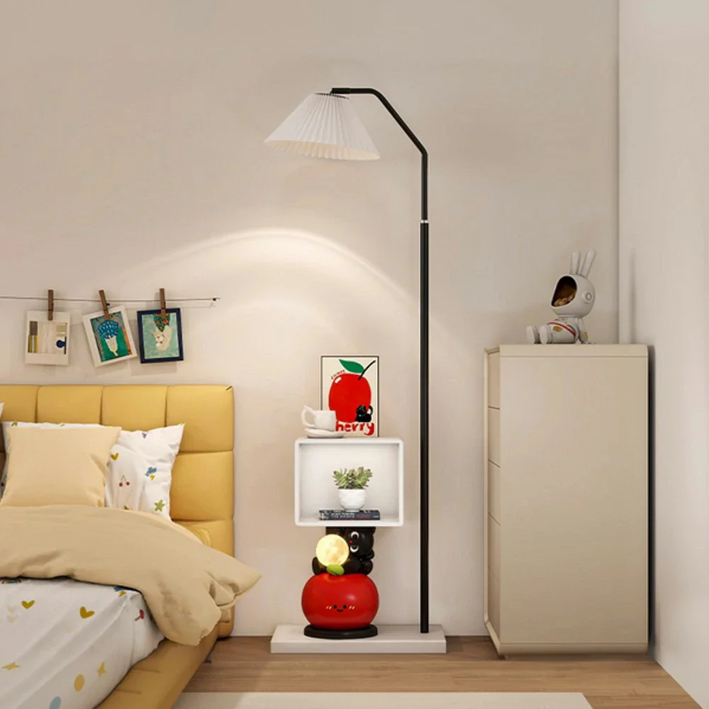 LIVARA Apple Cabinet Floor Lamp - Rounded Corner Design, Three-Colour Tap Control LED Light, Built-In Storage Shelf, Stable Base, Modern Home Décor Accent - Image 2