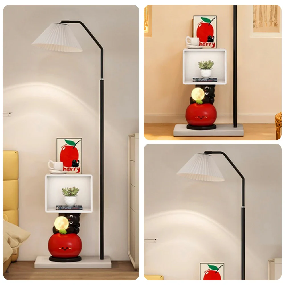 LIVARA Apple Cabinet Floor Lamp - Rounded Corner Design, Three-Colour Tap Control LED Light, Built-In Storage Shelf, Stable Base, Modern Home Décor Accent - Image 3