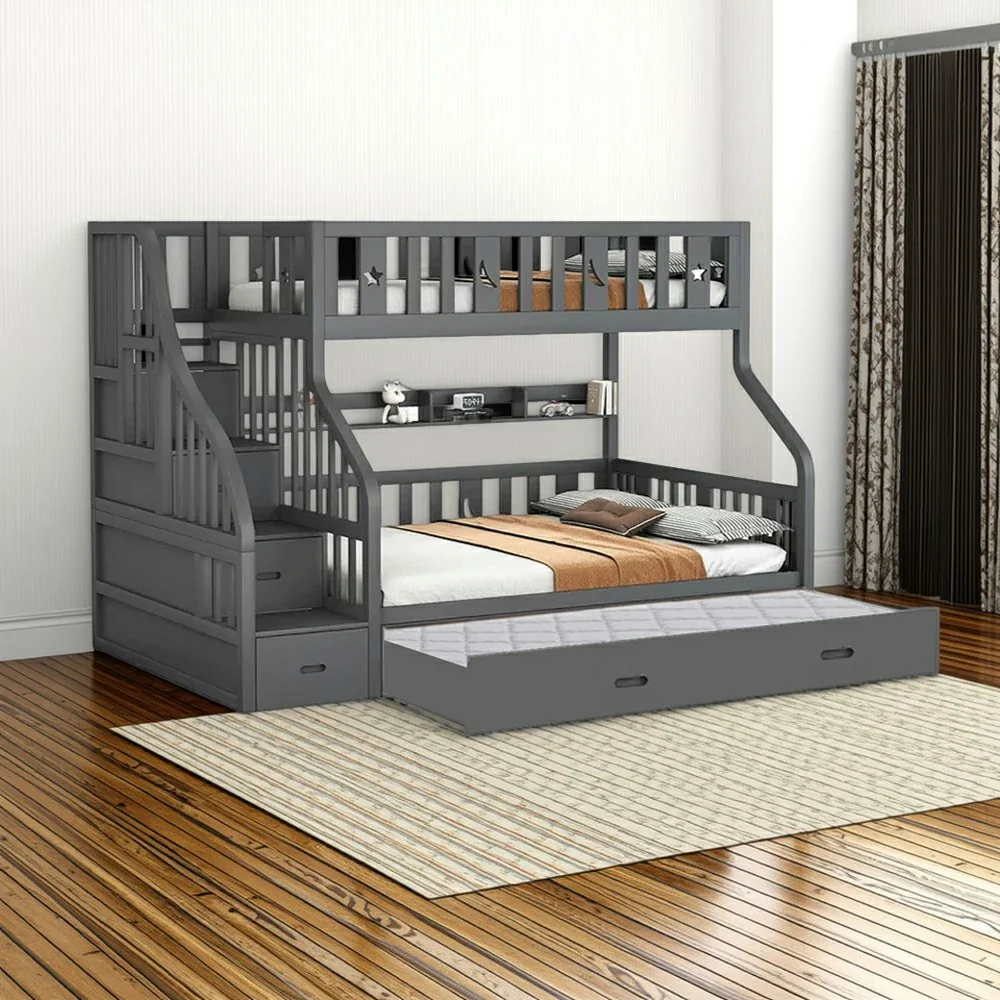 Trundle Only! LIVARA Space-Saving Trundle Bed Frame for CF02 Bunk Bed - Grey - Image 3