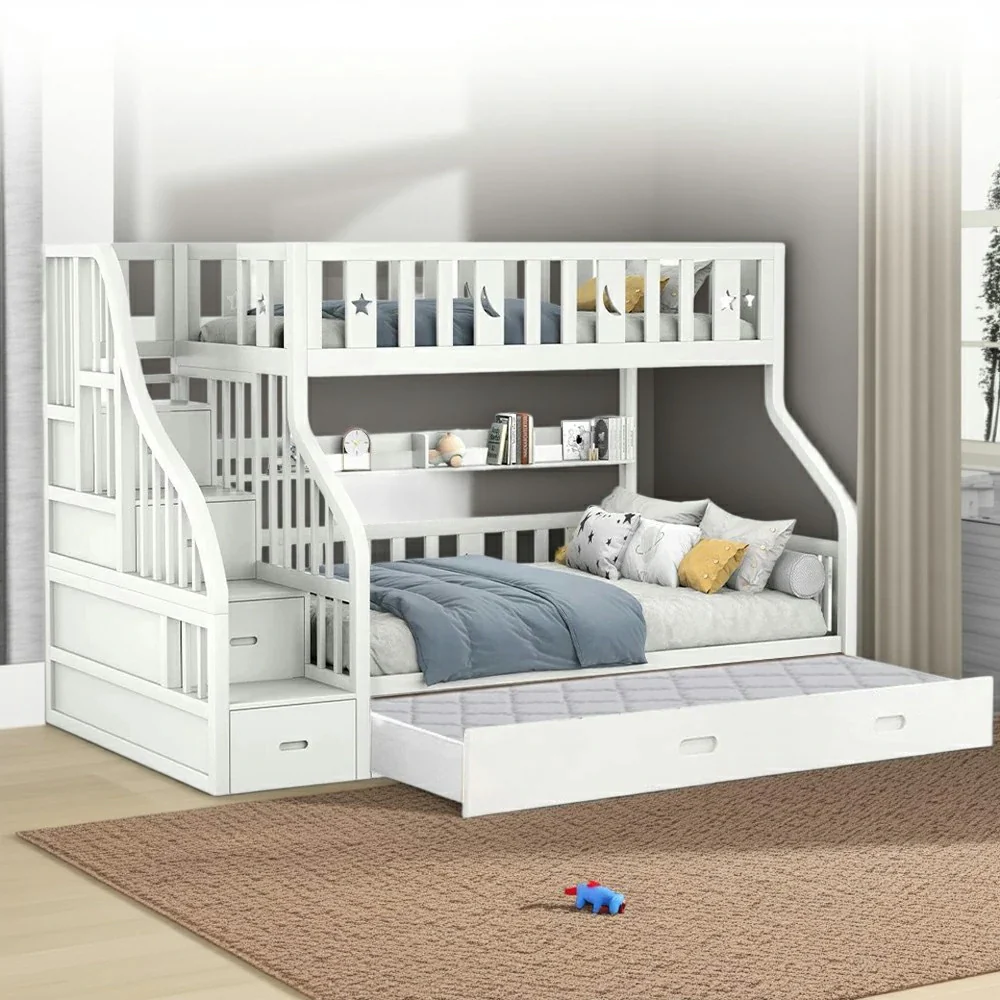 Trundle Only! LIVARA Space-Saving Trundle Bed Frame for CF02 Bunk Bed - White - Image 3