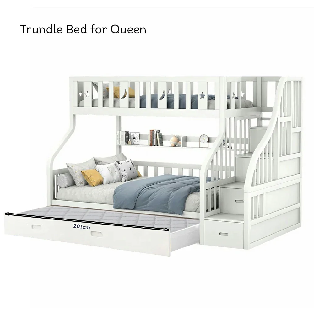 Trundle Only! LIVARA Space-Saving Trundle Bed Frame for CF02 Bunk Bed - White - Image 5