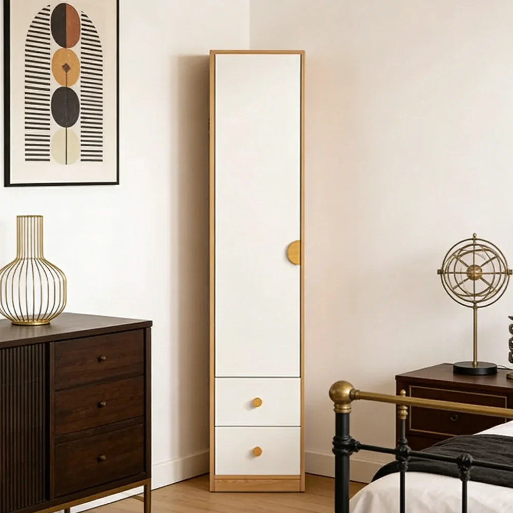 LIVARA 40cm Oak Wardrobe Cabinet - Dual Hanging Storage with Solid North American Oak, Child-Friendly Height & Space-Saving Design - White - Image 2