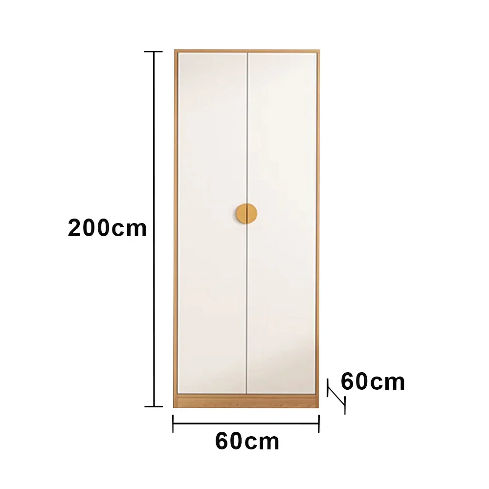 LIVARA 60/80cm Oak Wardrobe Cabinet - Dual Hanging Storage with Solid North American Oak, Child-Friendly Height & Space-Saving Design - White - Image 5