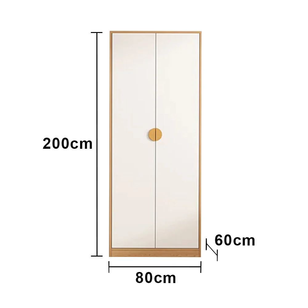 LIVARA 60/80cm Oak Wardrobe Cabinet - Dual Hanging Storage with Solid North American Oak, Child-Friendly Height & Space-Saving Design - White - Image 6