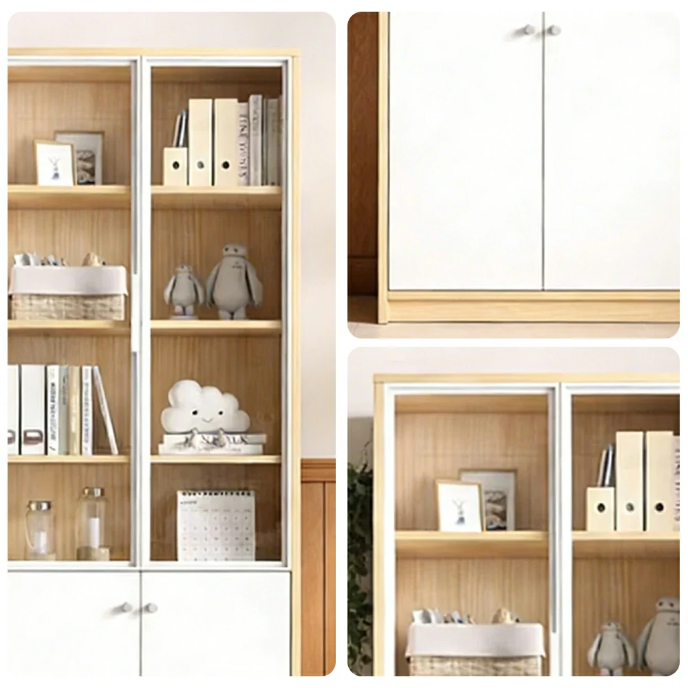 LIVARA Glass Door Display Storage Cabinet - Half-Open Shelving with Solid Wood Construction, Spacious Drawers & Soft-Close Hardware - Image 3