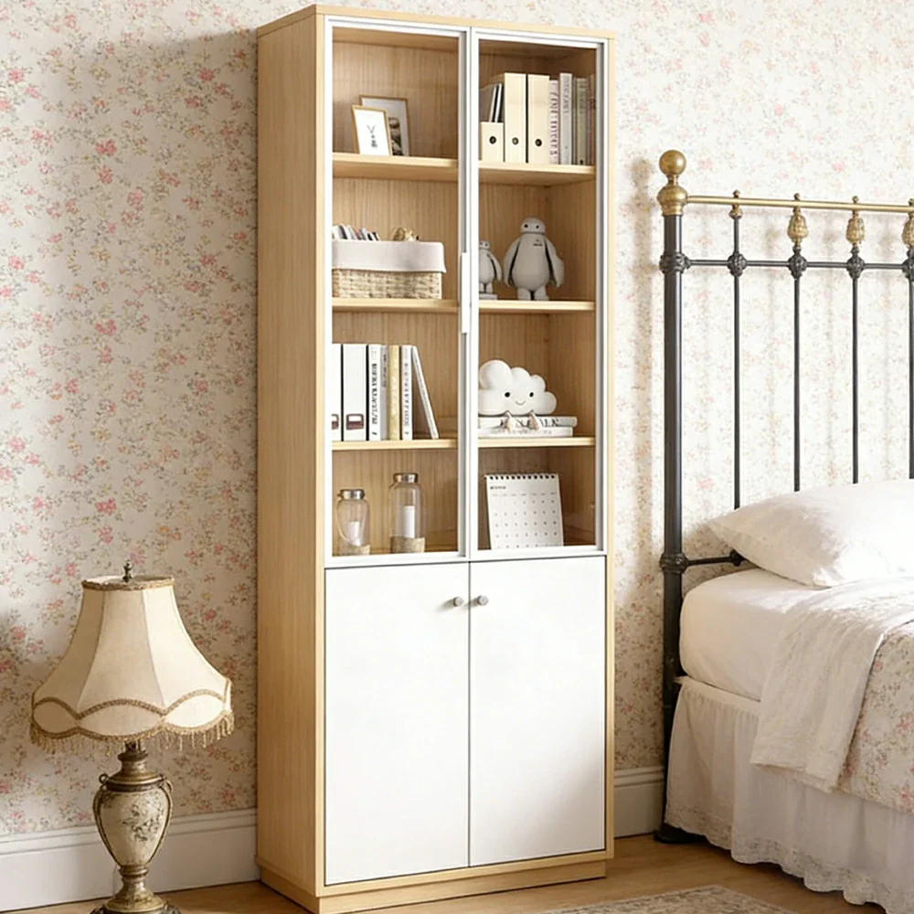 LIVARA Glass Door Display Storage Cabinet - Half-Open Shelving with Solid Wood Construction, Spacious Drawers & Soft-Close Hardware - Image 4