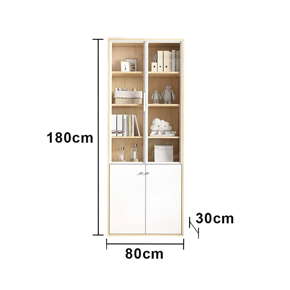 LIVARA Glass Door Display Storage Cabinet - Half-Open Shelving with Solid Wood Construction, Spacious Drawers & Soft-Close Hardware - Image 5