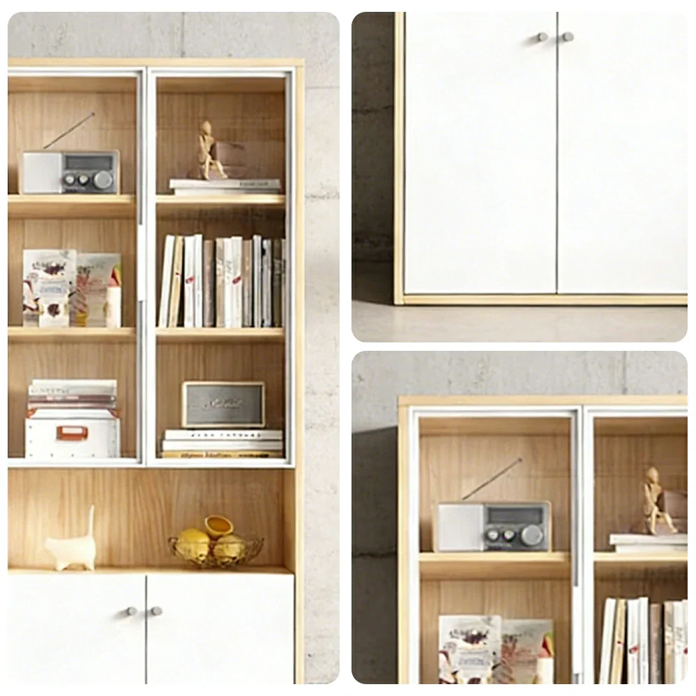 LIVARA Glass Cabinet with Drawers - Solid Wood Frame, Mixed Open & Enclosed Storage, Soft-Close Doors & Modern Display Design - Image 3