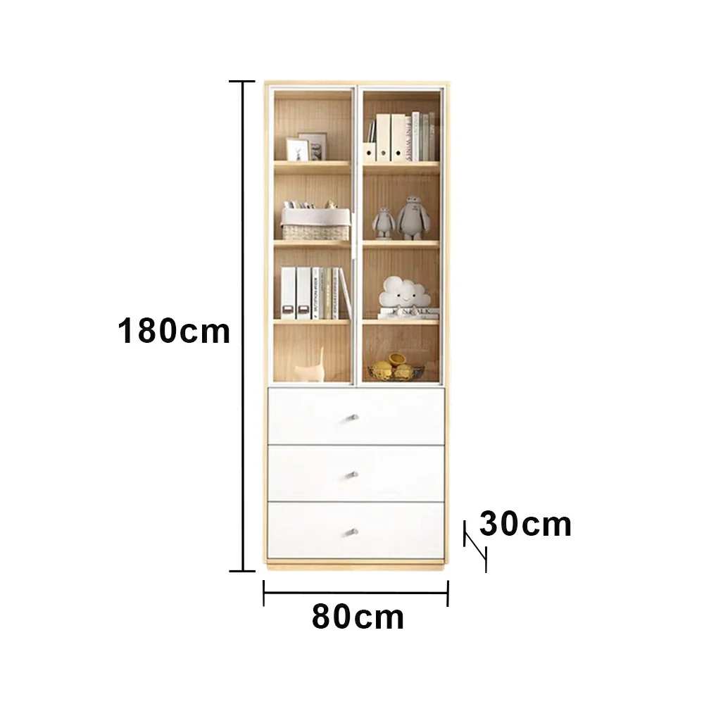 LIVARA Glass Display Cabinet - Wooden Frame with Enclosed Storage, Drawer Compartments & Soft-Close Door System - Image 5