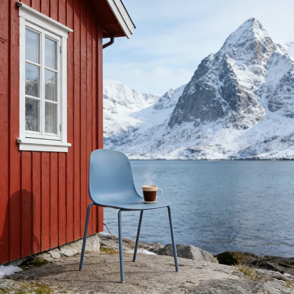LIVARA Modern Minimalist Dining Chair - Ergonomic PP Seat with Sturdy Metal Legs, Lightweight & Stackable Design - Light Blue - Image 2