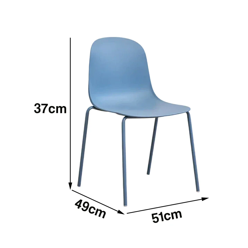 LIVARA Modern Minimalist Dining Chair - Ergonomic PP Seat with Sturdy Metal Legs, Lightweight & Stackable Design - Light Blue - Image 5