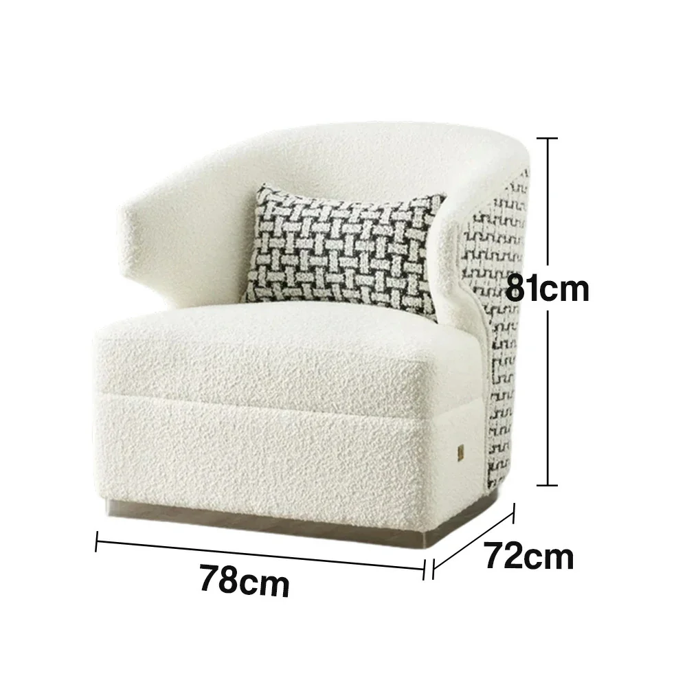 LIVARA Lounge Chair High-Density Foam Cushioning Russian Larch Wood Frame Breathable Upholstery - White - Image 5