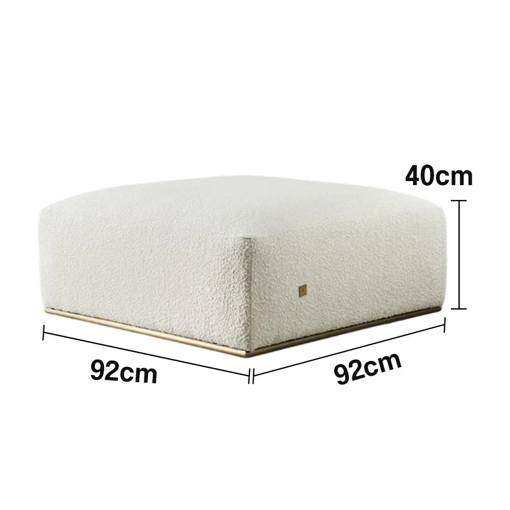 LIVARA Ottoman High-Density Foam Cushioning Russian Larch Wood Frame Breathable Upholstery - White - Image 5