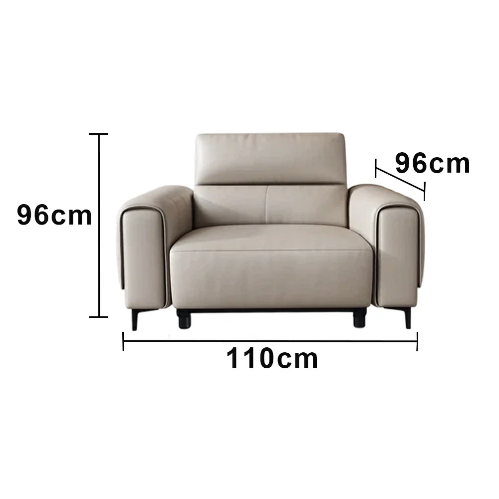 LIVARA Electric Recliner Sofa Wide-Angle Adjustment Top-Grain Leather Dual-Layer Comfort Cushion - Beige - Image 5