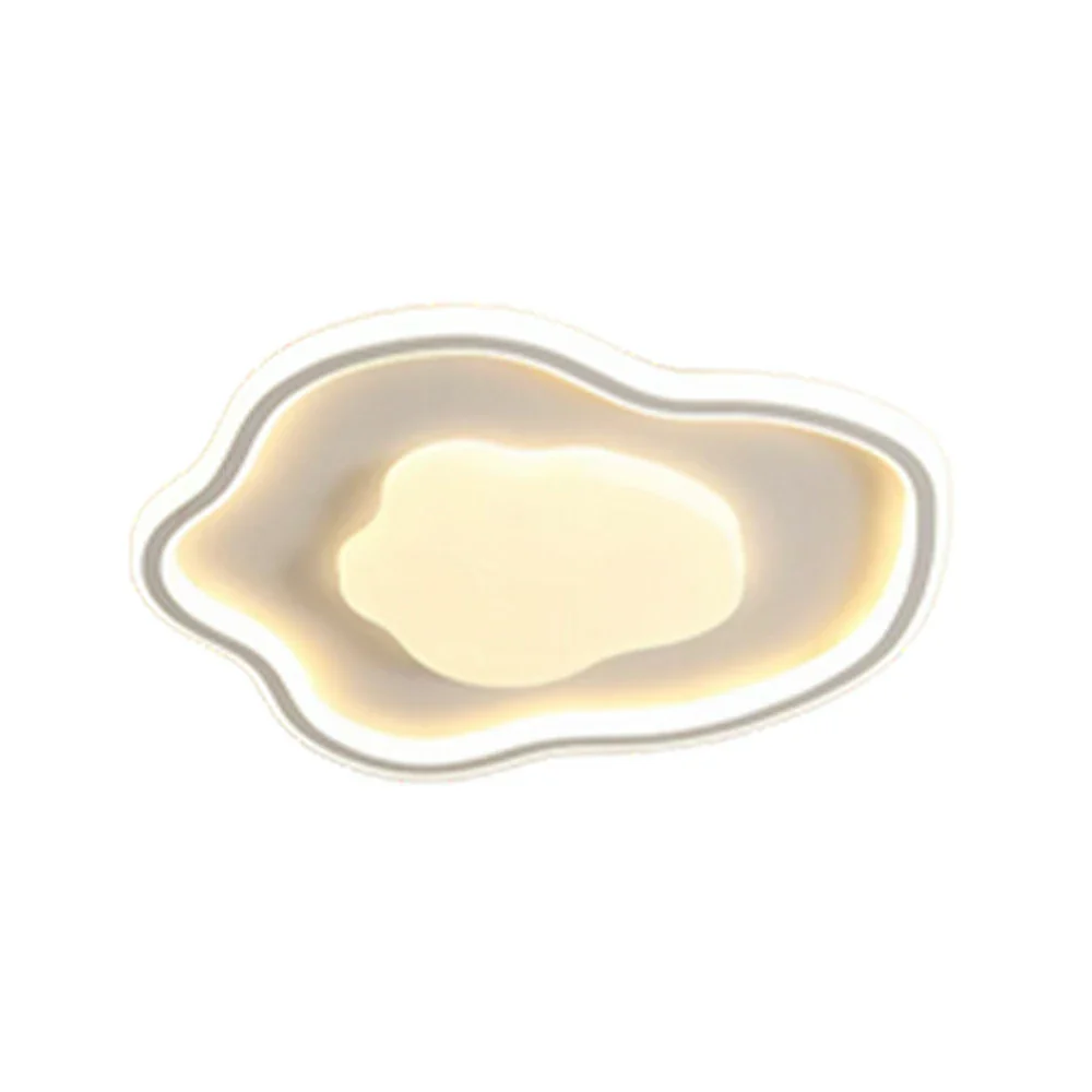 LIVARA Cloud-in-Cloud LED Ceiling Light 58cm 42W Three-Color Dimmable Flush Mount Lamp All-Directional Illumination Iron & PS Frame with Soft Light Diffuser - White
