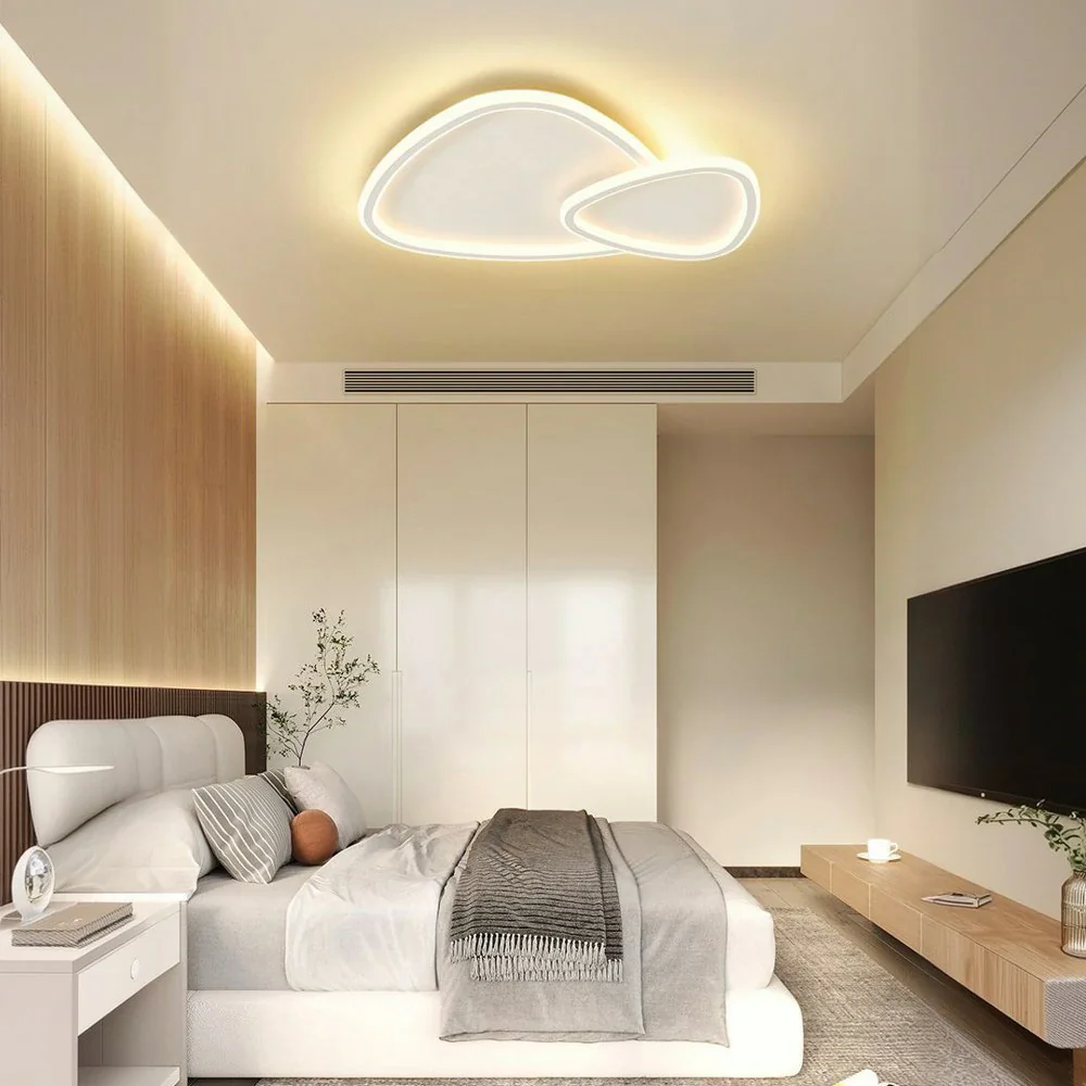 LIVARA Stargazer LED Ceiling Light 59cm 42W Three-Color Dimmable All-Directional Illumination Iron & Acrylic Frame Modern Flush Mount Lamp - White - Image 2