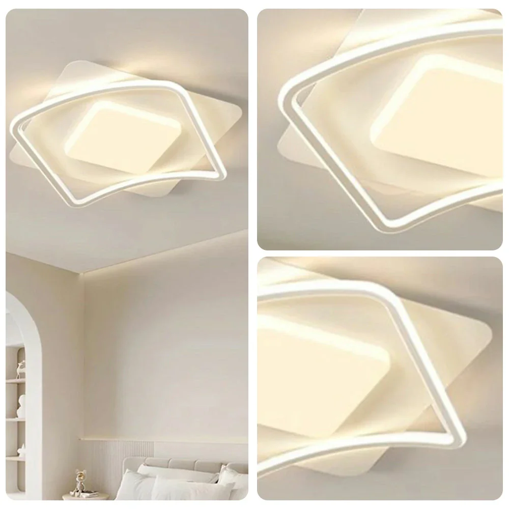 LIVARA SquareFlow LED Ceiling Light 50cm 42W Three-Color Dimmable All-Directional Illumination Iron & Acrylic Frame Modern Flush Mount Lamp - White - Image 3
