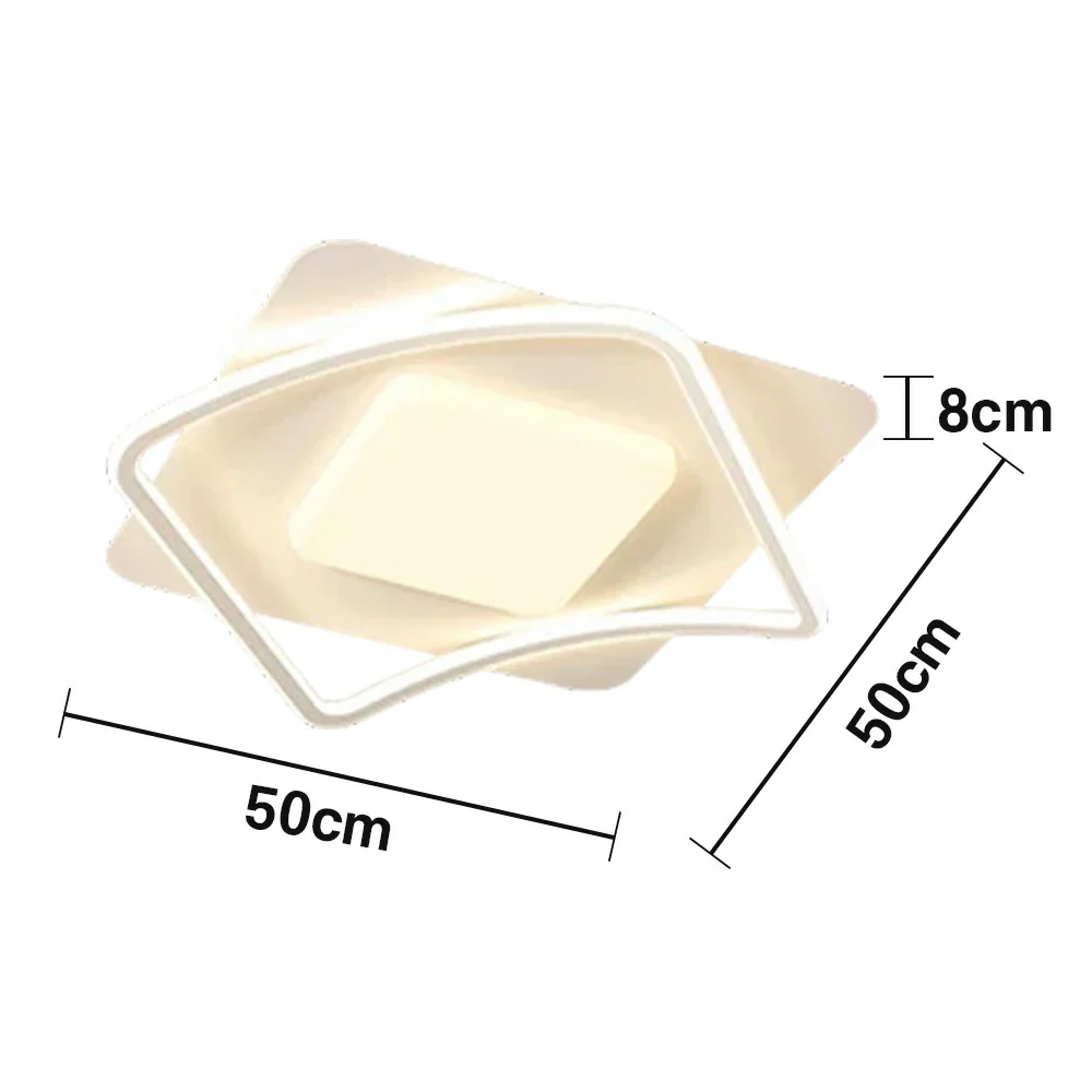 LIVARA SquareFlow LED Ceiling Light 50cm 42W Three-Color Dimmable All-Directional Illumination Iron & Acrylic Frame Modern Flush Mount Lamp - White - Image 5