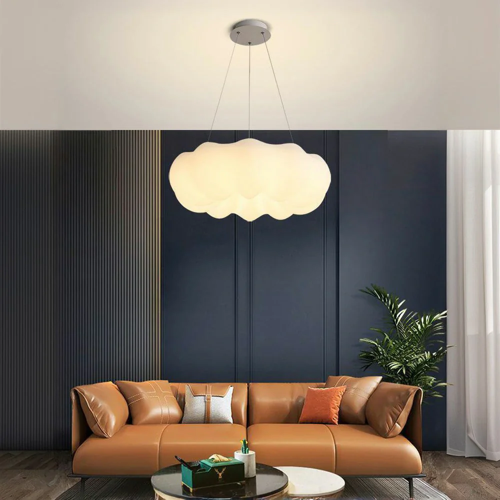 LIVARA Pumpkin LED Pendant Light 63cm 60W Three-Color Dimmable Anti-Glare Soft Light Iron & PE Lampshade Modern Hanging Ceiling Lamp - White - Image 2