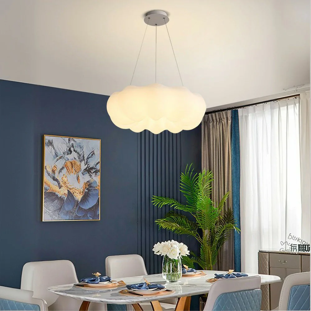 LIVARA Pumpkin LED Pendant Light 63cm 60W Three-Color Dimmable Anti-Glare Soft Light Iron & PE Lampshade Modern Hanging Ceiling Lamp - White - Image 4