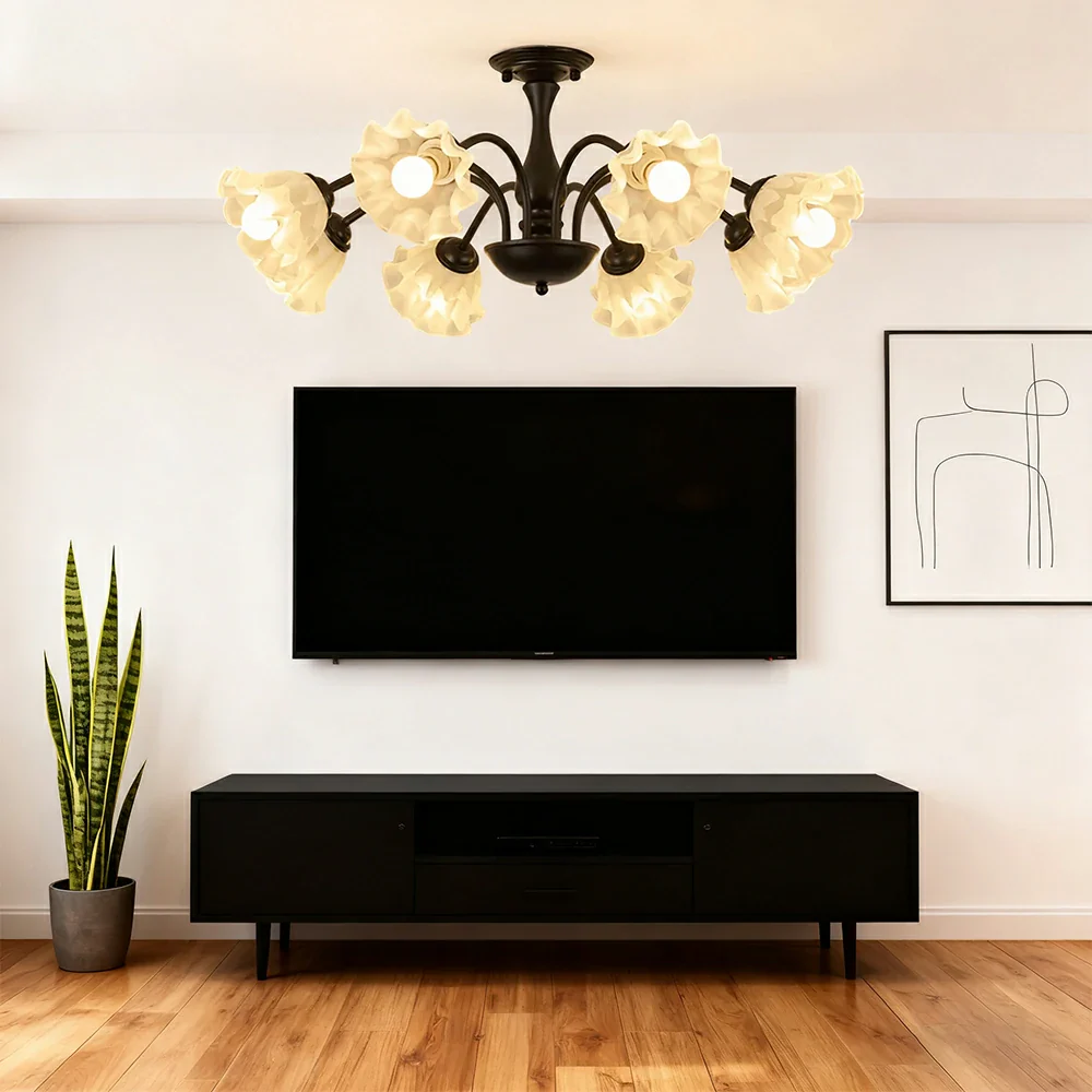 LIVARA 40W Lily Glass Ceiling Light with Full-Spectrum Eye-Protective LED, Ra97 High CRI & Rust-Resistant Iron Body - Image 2