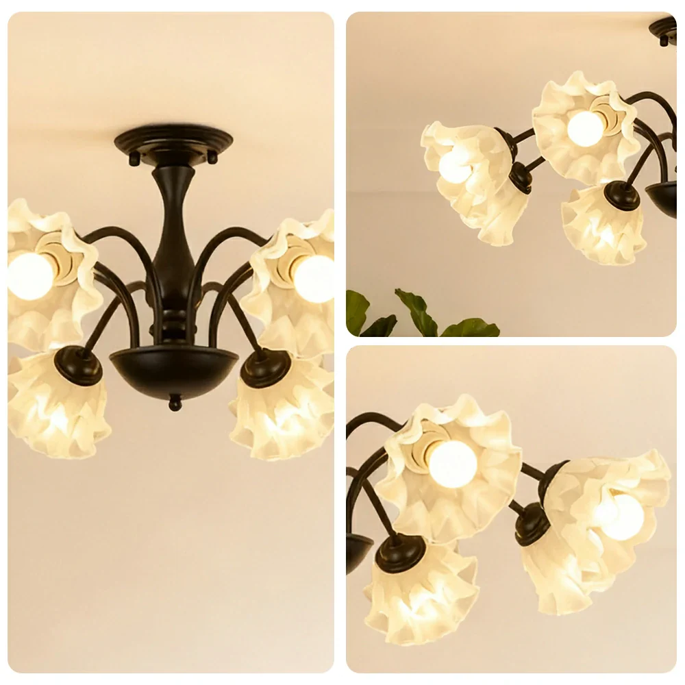 LIVARA 40W Lily Glass Ceiling Light with Full-Spectrum Eye-Protective LED, Ra97 High CRI & Rust-Resistant Iron Body - Image 3