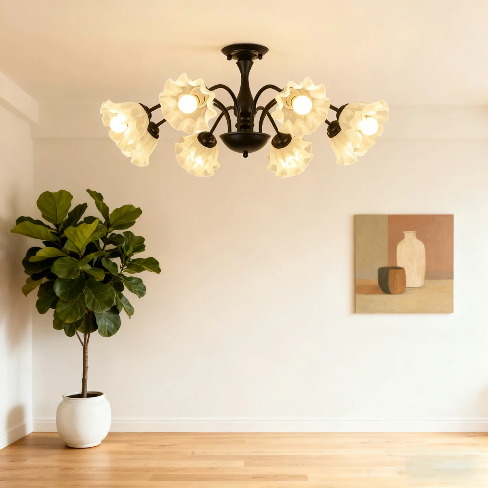LIVARA 40W Lily Glass Ceiling Light with Full-Spectrum Eye-Protective LED, Ra97 High CRI & Rust-Resistant Iron Body - Image 4