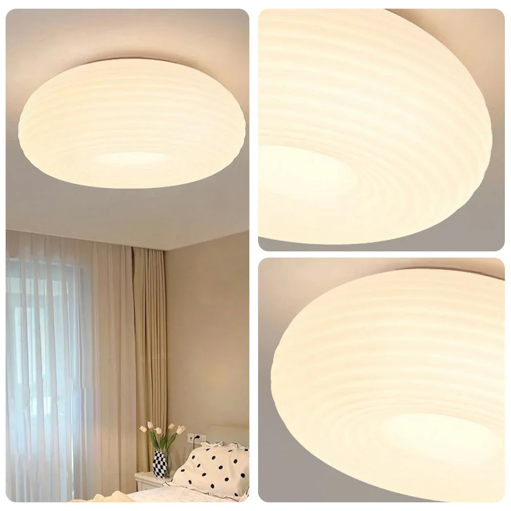 LIVARA Donut LED Ceiling Light 50cm 40W Three-Color Dimmable Anti-Glare Soft Light Iron Base & PE Lampshade Modern Flush Mount Lamp - White - Image 3