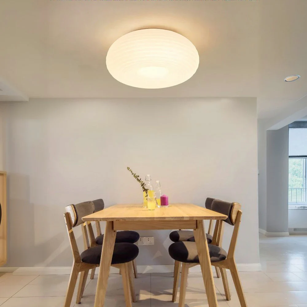 LIVARA Donut LED Ceiling Light 50cm 40W Three-Color Dimmable Anti-Glare Soft Light Iron Base & PE Lampshade Modern Flush Mount Lamp - White - Image 4