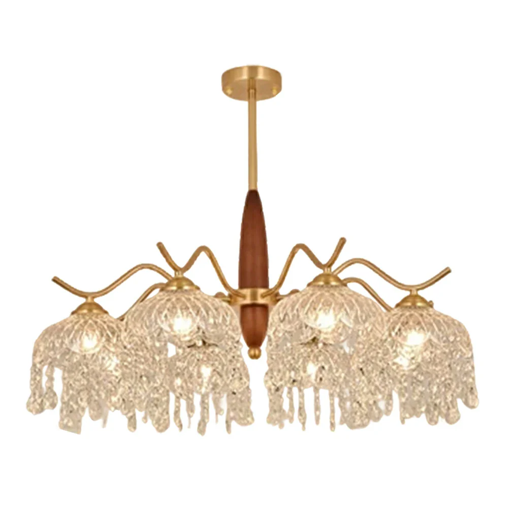 LIVARA 96W Crystal Pendant Light with Eye-Protection LED, Three-Color Dimmable Lighting & Solid Wood Electroplated Iron Body