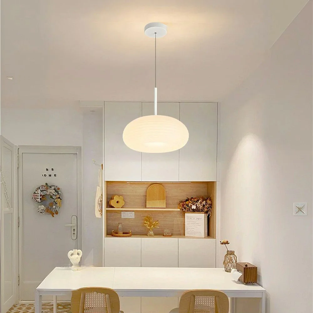 LIVARA Donut LED Pendant Light 50cm 40W Three-Color Dimmable Anti-Glare Soft Light Iron & PE Lampshade Modern Hanging Ceiling Lamp - White - Image 2