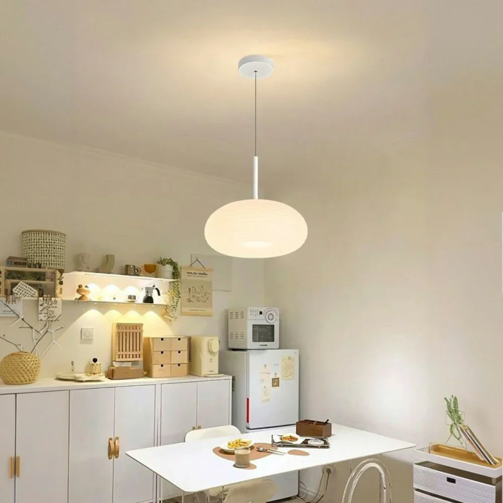 LIVARA Donut LED Pendant Light 50cm 40W Three-Color Dimmable Anti-Glare Soft Light Iron & PE Lampshade Modern Hanging Ceiling Lamp - White - Image 4