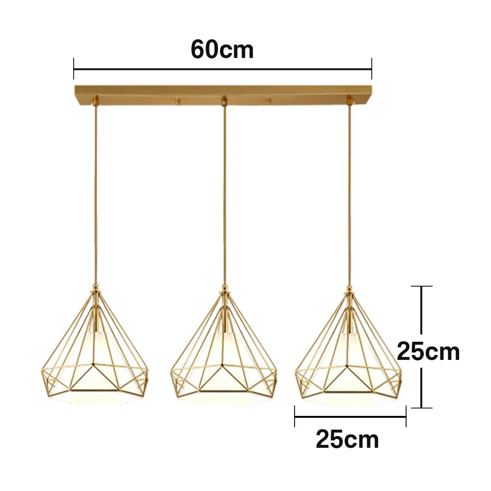 LIVARA 3-Head Linear Pendant Light Single White LED Light Iron + Fabric Design Modern Hanging Ceiling Lamp - Gold & White - Image 5