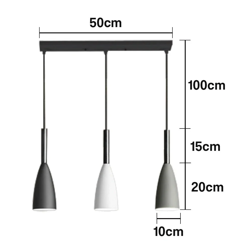 LIVARA 3-Head Linear Pendant Light Three-Color Dimmable LED Hanging Lamp Modern Iron & Wood Design for Dining Room and Kitchen Island - Black & Grey - Image 5