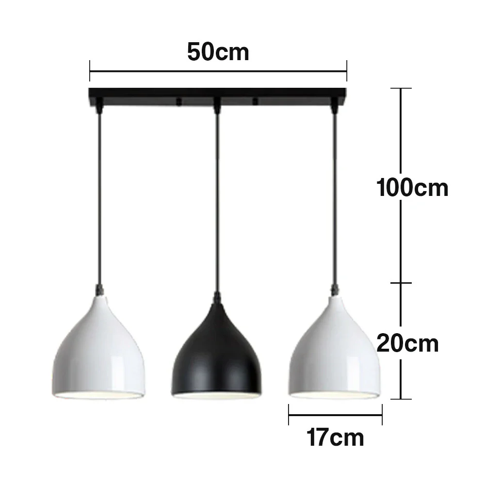 LIVARA 3-Head Round Base Pendant Light Three-Color Dimmable LED Hanging Lamp Modern Iron & Wood Design for Dining Room and Kitchen Island - Black & Grey - Image 5