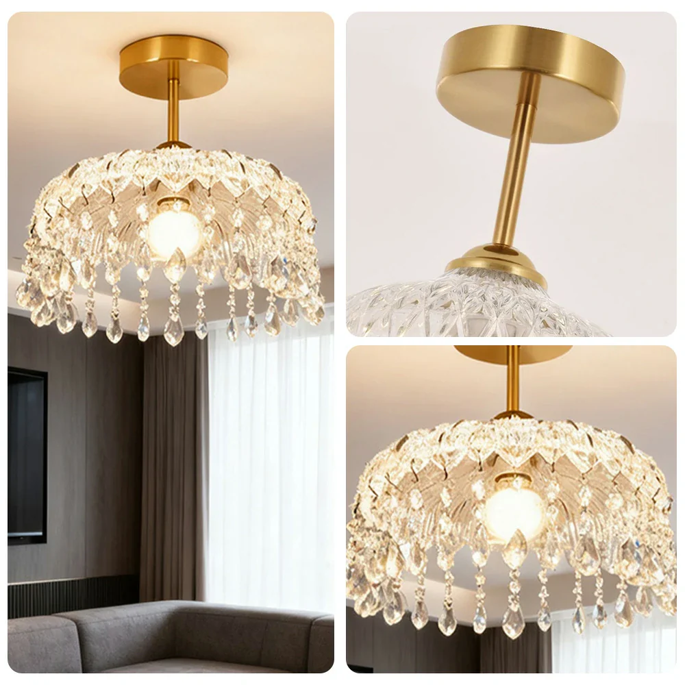 LIVARA 25cm Crystal Pendant Light Eye-Protective Three-Color Dimmable LED Hanging Lamp Modern Electroplated Iron Feather Design - Image 3