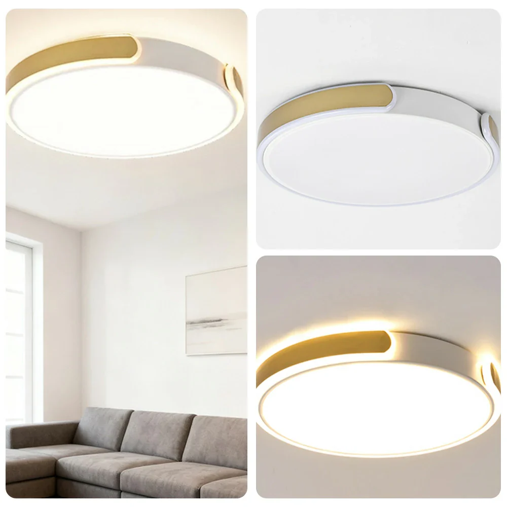 LIVARA LED Ceiling Light 32/52/62cm Three-Color Dimmable 28W/48W/58W Modern Round Flush Mount Lamp Eye-Protective & Minimalist Design - Gold - Image 3